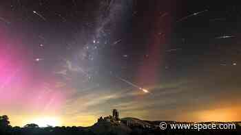 'Once-in-a-lifetime' photo: Perseid meteors, northern lights and rare glowing arc shine over 11th-century castle