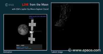 Europe's JUICE Jupiter probe zooms by the moon in historic flyby (photos)