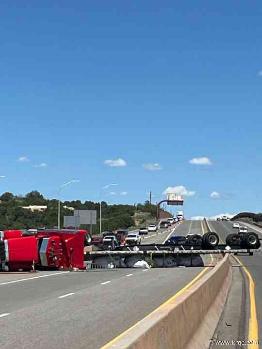 Semi-truck carrying Los Alamos National Lab demolition debris overturns north of Santa Fe