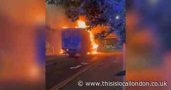 Lorry destroyed in fire after crashing into bridge
