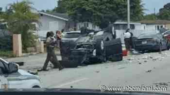 2 hospitalized after multi-vehicle rollover crash in NW Miami-Dade