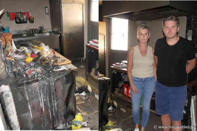 Katleen en Jurgen meten schade op na verwoestende brand in frituur: “Zelfs de ramen zijn kapot of gesmolten”