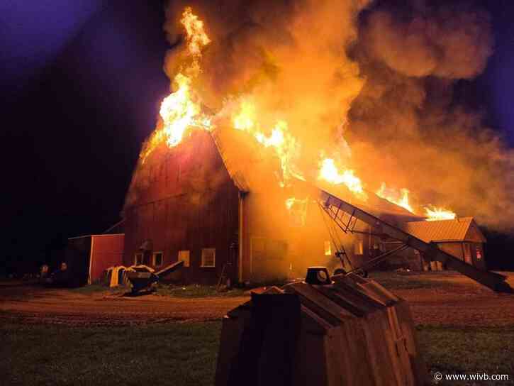 Large barn fire breaks out in Boston, roads closed