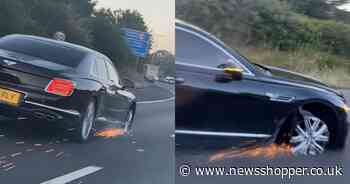 WATCH as £175k Bentley drives on M25 near Dartford Crossing - missing a tyre