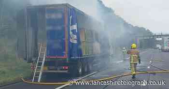 Two lanes closed on M6 southbound due to lorry fire