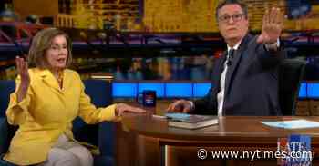 Nancy Pelosi Interrupted by Pro-Palestinian Protesters on ‘The Late Show’