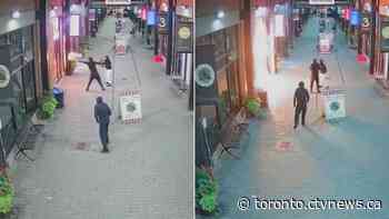 Suspects caught on camera throwing Molotov cocktails into Liberty Village store