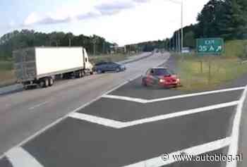 Video: trucker veegt Impreza van de weg na brakecheck