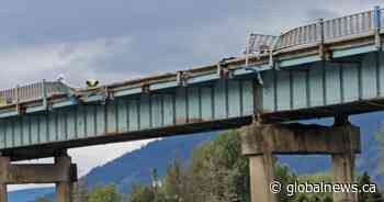 Driver believed to be deceased after truck crashes off bridge near Sicamous: RCMP