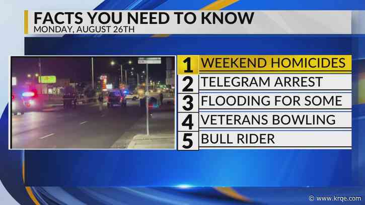 KRQE Newsfeed: Weekend ABQ homicides, Telegram CEO arrest, More rain, Bowling fundraiser, NM bull rider