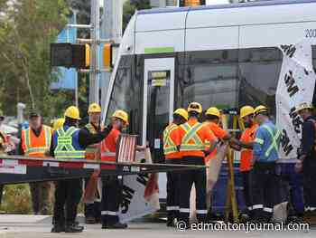 LRT derailment at 75 Street, Roper Road after Monday morning collision