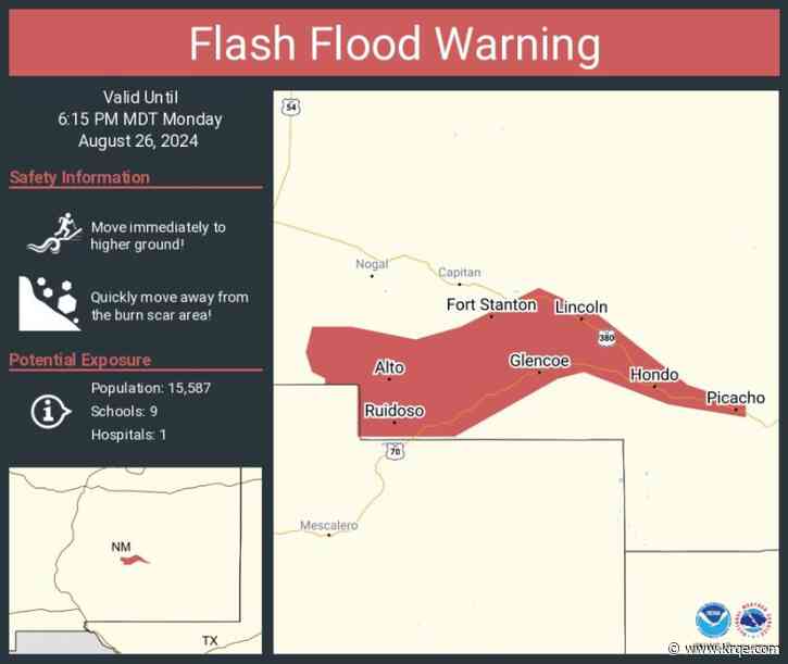 NWS: Flash Flood Warning issued for burn scars in Lincoln County