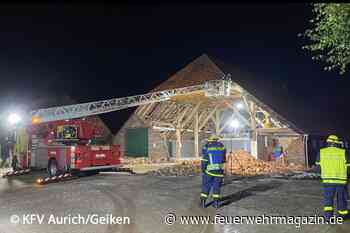 Sturm lässt Giebelwand einer Scheune einstürzen