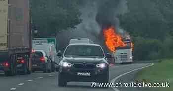 A69 lorry fire LIVE updates as emergency services on scene and Northumberland road closed