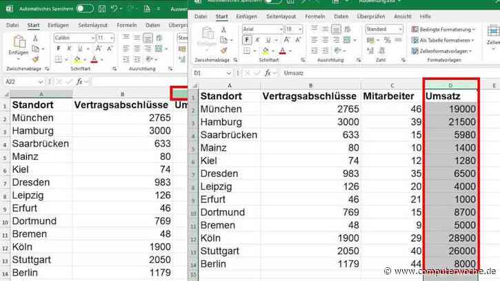 Microsoft Excel – Spalten per Maus verschieben