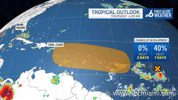 Tropical wave now has 40% chance to develop and could become tropical depression