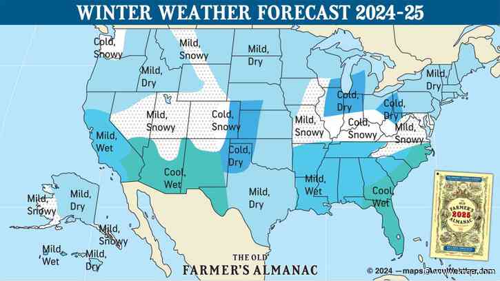 What can New Mexico expect this winter, according to the 2024 Farmer's Almanac?