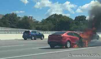 Car fire on I-35 southbound prompts lane closures