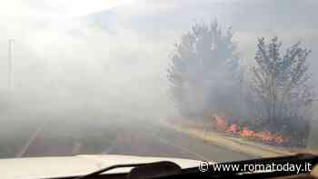 Roma, incendio su via Collatina. Strada chiusa e vigili del fuoco sul posto