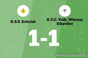 Schriek speelt thuis gelijk tegen Wintam