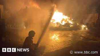 Firefighters tackle huge blaze at scrap metal unit