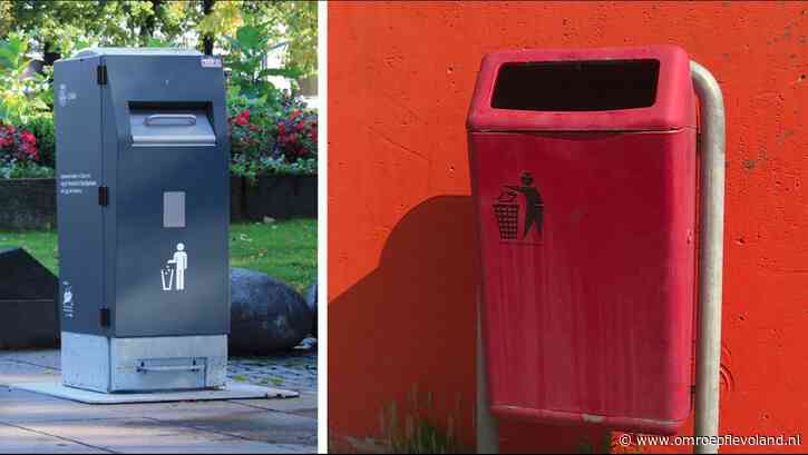 Lelystad - Prullenbakken op zonne-energie in Lelystad, rode bakken gaan weg