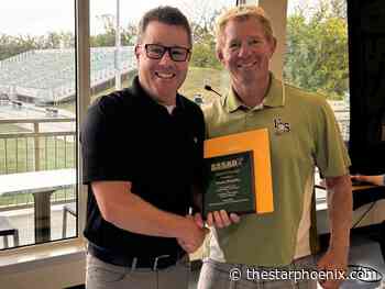 Retiring teacher Shane Bradley, a Kelly Bowers pupil, became a wrestling heavweight