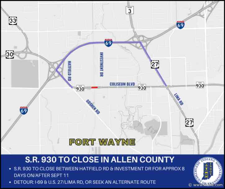 Half-mile stretch of Coliseum Boulevard to close for railroad construction: INDOT