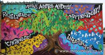 Newcastle school pupils show off creativity as mural artwork is unveiled after working with local graffiti artist
