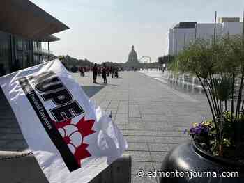 AUPE workers stage simultaneous rallies across Alberta on Saturday