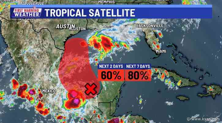 Developing tropical low in the Gulf of Mexico