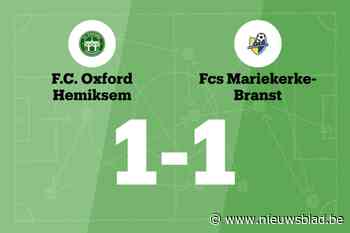 Oxford Hemiksem en Mariekerke-Branst B spelen 1-1