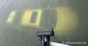 A car has been submerged in an Alberta lake for nearly 1 year