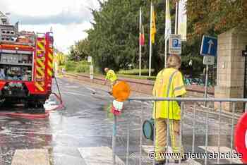 Oliespoor in centrum door defecte grasmaaier