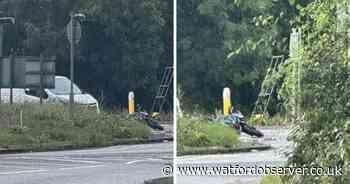 Motorcyclist in 60s hospitalised after A41 van crash