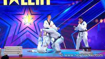 Taekwando en habkido team breken planken en vingers tijdens martial arts act