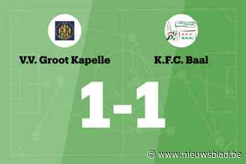 VV Groot Kapelle B speelt thuis gelijk tegen Baal B