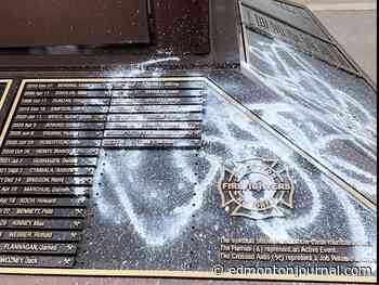 Edmonton Firefighters Memorial vandalized after 9/11 ceremony
