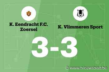 Zoersel B en Vlimmeren spelen 3-3