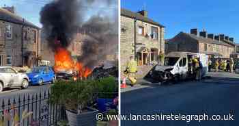 Pictures and videos as emergency services descend after van goes up in flames
