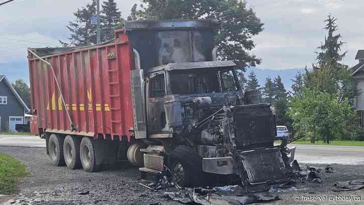 Semi truck catches fire in Rosedale Wednesday, explosions heard nearby