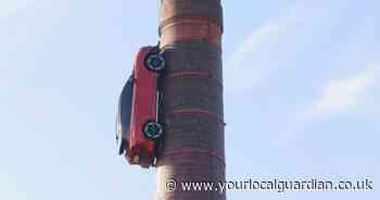 Londoners shocked after spotting a car parked on side of 49 metre high chimney