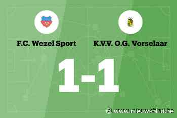 Wezel Sport B en Vorselaar eindigen op eindigt op 1-1-gelijkspel