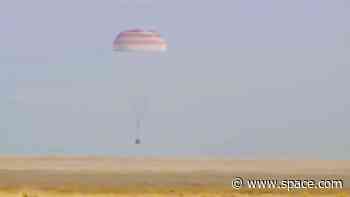 Soyuz MS-25 lands from ISS with NASA astronaut and record-setting cosmonauts (video)