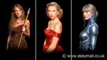 Artist uses AI to imagine Taylor Swift in eras throughout history - from a prehistoric cavewoman to a futuristic cyborg