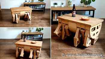 Forget meals on wheels! Bizarre walking table has 12 legs and can scuttle across the room to serve you drinks or snacks