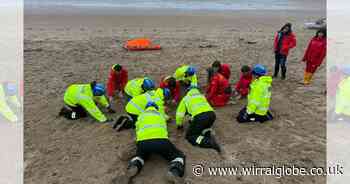 Wirral coastguards and lifeguards dig in for beach rescue training