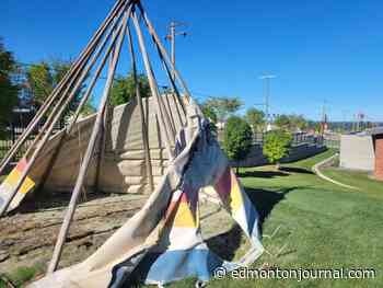 'Mischief': Commemorative RCMP teepee set on fire in Lac La Biche: Mounties