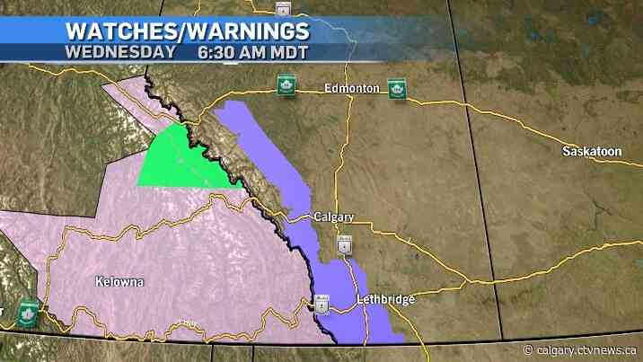 Wind warnings issued along the foothills ahead of cooldown tomorrow