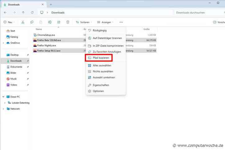 Windows 11: Ordner- und Dateipfad im Explorer kopieren